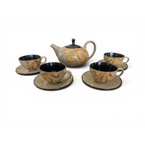 Vintage Pier 1 Kioko Stoneware Tea Set - 9 Pieces